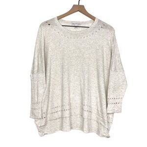 COTTON BY AUTUMN CASHMERE Hole Lace Knit Tan Top M
